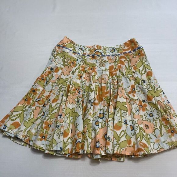 Cleobella Nora Retro Floral Pleated Mini Skirt Size Small Medium See Measurement - Picture 2 of 8